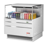 Turbo Air TOM-36L-UF-W-1S-N 34 3/4" White Low Profile Horizontal Open Air Cooler w/ (1) Level – Ultra Front Merchandiser, 115v - Donut-Equipment.com