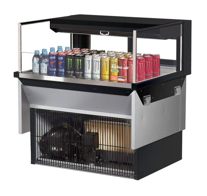 Turbo Air TOM-36L-UFD-B-1SI-N 36" Drop-In Horizontal Open Air Cooler w/ (1) Level – Black Exterior, 115v - Donut-Equipment.com