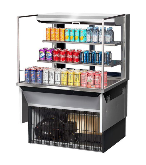 Turbo Air TOM-36L-UFD-S-3SI-N 36" Drop-In Horizontal Open Air Cooler w/ (3) Levels – Stainless Steel Exterior, 115v - Donut-Supplies.Com