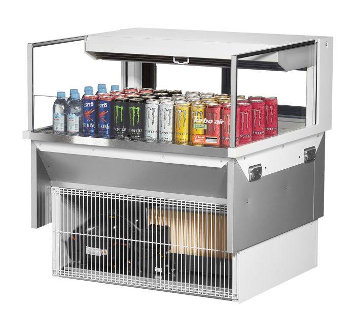Turbo Air TOM-36L-UFD-W-1SI-N 36" Drop-In Horizontal Open Air Cooler w/ (1) Level – White Exterior, 115v - Donut-Equipment.com