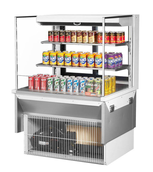 Turbo Air TOM-36L-UFD-W-3SI-N 36" Drop-In Horizontal Open Air Cooler w/ (3) Levels – White Exterior, 115v - Donut-Supplies.Com