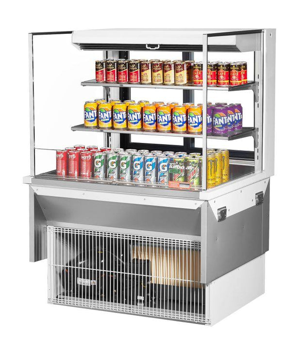 Turbo Air TOM-36L-UFD-W-3SI-N 36" Drop-In Horizontal Open Air Cooler w/ (3) Levels – White Exterior, 115v - Donut-Supplies.Com
