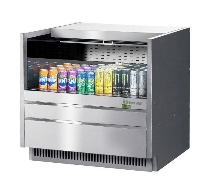 Turbo Air TOM-36UC-S-N 36 1/4" Drop-In Horizontal Open Air Cooler w/ (1) Level – Stainless Steel Exterior, 115v - Donut-Equipment.com