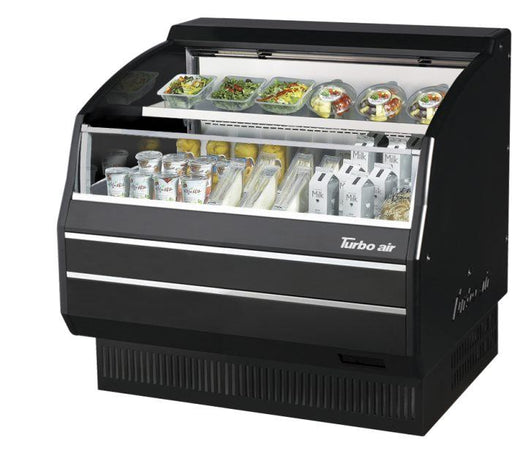 Turbo Air TOM-40LB-SP-N 39 1/8" Black Low Profile Horizontal Open Air Cooler – Refrigerated Curtain Merchandiser w/ (2) Levels, 115v - Donut-Supplies.Com