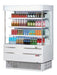 Turbo Air TOM-40MSEW-N 39 3/8" White Narrow Depth Vertical Open Air Cooler / Air Curtain Display Case with (4) Levels, 115v - Donut-Supplies.Com