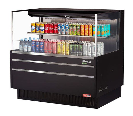 Turbo Air TOM-48L-UF-B-2S-N 46 3/4" Black Low Profile Horizontal Open Air Cooler w/ (2) Levels – Ultra Front Merchandiser, 115v - Donut-Supplies.Com