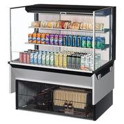 Turbo Air TOM-48L-UF-B-3SI-N 47 7/8" Drop-In Horizontal Open Air Cooler w/ (3) Levels – Black Exterior, 115v - Donut-Equipment.com
