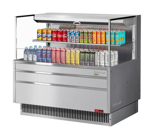 Turbo Air TOM-48L-UF-S-2S-N 46 3/4" Stainless Steel Low Profile Horizontal Open Air Cooler w/ (2) Levels – Ultra Front Merchandiser, 115v - Donut-Supplies.Com