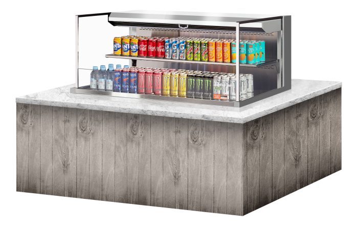 Turbo Air TOM-48L-UF-S-2SI-N 48" Stainless Steel Drop-In Refrigerated Open Display Case Merchandiser w/ (2) Levels, 115v - Donut-Supplies.Com