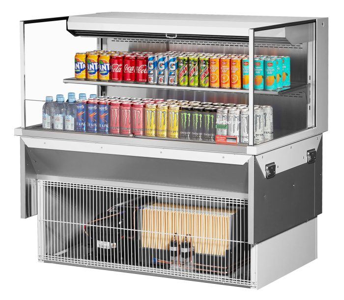 Turbo Air TOM-48L-UF-W-2SI-N 47 7/8" Drop-In Horizontal Open Air Cooler w/ (2) Levels – White Exterior, 115v - Donut-Equipment.com