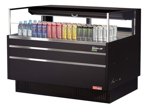 Turbo Air TOM-48L-UFD-B-1S-N 46 3/4" Black Low Profile Horizontal Open Air Cooler w/ (1) Level – Ultra Front Deluxe Merchandiser, 115v - Donut-Supplies.Com