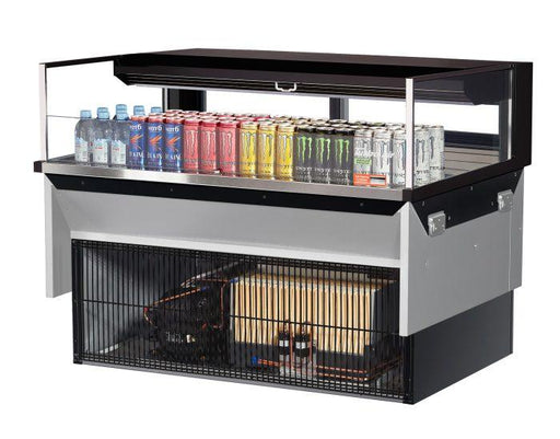Turbo Air TOM-48L-UFD-B-1SI-N 48" Drop-In Horizontal Open Air Cooler w/ (1) Level – Black Exterior, 115v - Donut-Supplies.Com