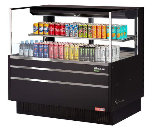 Turbo Air TOM-48L-UFD-B-2S-N 46 3/4" Black Low Profile Horizontal Open Air Cooler w/ (2) Levels – Ultra Front Deluxe Merchandiser, 115v - Donut-Supplies.Com