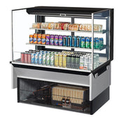 Turbo Air TOM-48L-UFD-B-3SI-N 48" Drop-In Horizontal Open Air Cooler w/ (3) Levels – Black Exterior, 115v - Donut-Equipment.com