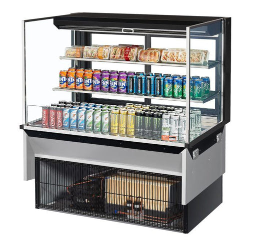 Turbo Air TOM-48L-UFD-B-3SI-N 48" Drop-In Horizontal Open Air Cooler w/ (3) Levels – Black Exterior, 115v - Donut-Supplies.Com