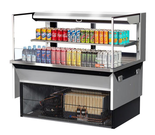 Turbo Air TOM-48L-UFD-S-2SI-N 48" Drop-In Horizontal Open Air Cooler w/ (2) Levels – Stainless Steel Exterior, 115v - Donut-Supplies.Com