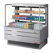 Turbo Air TOM-48L-UFD-S-3S-N 46 3/4" Stainless Steel Low Profile Horizontal Open Air Cooler w/ (3) Levels – Ultra Front Deluxe Merchandiser, 115v - Donut-Equipment.com