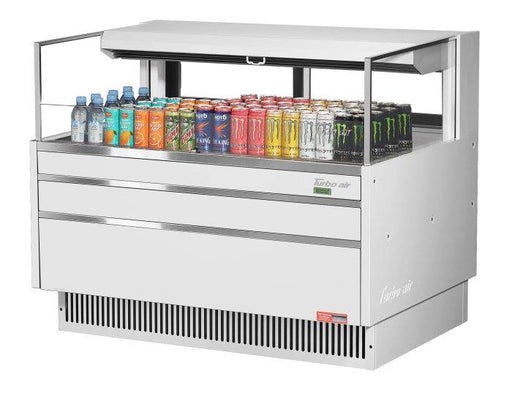 Turbo Air TOM-48L-UFD-W-1S-N 46 3/4" White Low Profile Horizontal Open Air Cooler w/ (1) Level – Ultra Front Deluxe Merchandiser, 115v - Donut-Supplies.Com