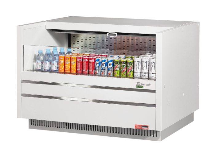 Turbo Air TOM-48UC-W-N 48 1/4" Horizontal Open Air Cooler w/ (1) Level – White Exterior, 115v - Donut-Equipment.com