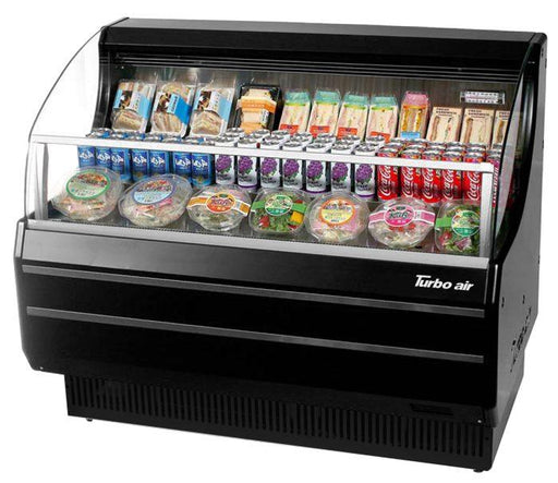 Turbo Air TOM-50SB-N 50 3/4" Slim Line Horizontal Open Air Cooler w/ (3) Levels – Black Exterior, 115v - Donut-Supplies.Com