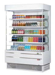 Turbo Air TOM-50SEW-N 51 5/8" White Narrow Depth Vertical Open Air Cooler / Air Curtain Display Case with (5) Levels, 115v - Donut-Equipment.com