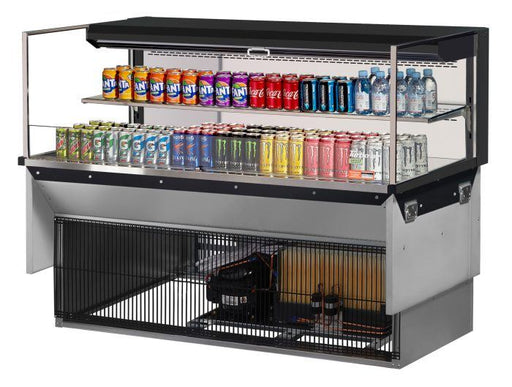 Turbo Air TOM-60L-UF-B-2SI-N 59 7/8" Drop-In Horizontal Open Air Cooler w/ (2) Levels – Black Exterior, 115v - Donut-Supplies.Com