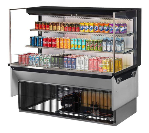 Turbo Air TOM-60L-UF-B-3SI-N 59 7/8" Drop-In Horizontal Open Air Cooler w/ (3) Levels – Black Exterior, 115v - Donut-Supplies.Com