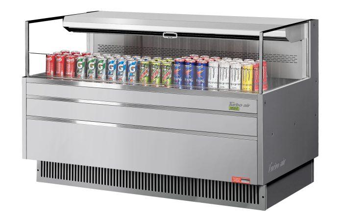 Turbo Air TOM-60L-UF-S-1S-N 58 3/4" Stainless Steel Low Profile Horizontal Open Air Cooler w/ (1) Level – Ultra Front Merchandiser, 115v - Donut-Supplies.Com