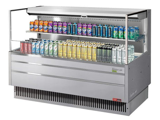 Turbo Air TOM-60L-UF-S-2S-N 58 3/4" Stainless Steel Low Profile Horizontal Open Air Cooler w/ (2) Levels – Ultra Front Merchandiser, 115v - Donut-Supplies.Com