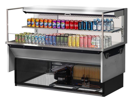 Turbo Air TOM-60L-UF-S-2SI-N 60" Stainless Steel Drop-In Refrigerated Open Display Case Merchandiser w/ (2) Levels, 115v - Donut-Supplies.Com