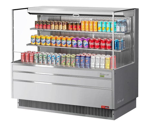 Turbo Air TOM-60L-UF-S-3S-N 58 3/4" Stainless Steel Low Profile Horizontal Open Air Cooler w/ (3) Levels – Ultra Front Merchandiser, 115v - Donut-Supplies.Com