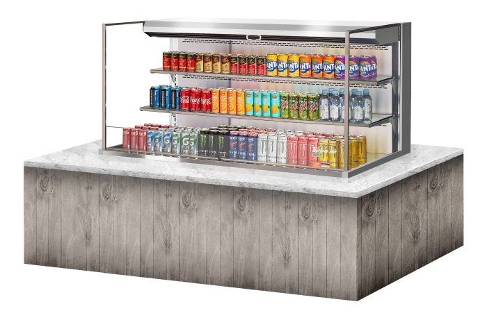 Turbo Air TOM-60L-UF-S-3SI-N 60" Stainless Steel Drop-In Refrigerated Open Display Case Merchandiser w/ (3) Levels, 115v - Donut-Equipment.com