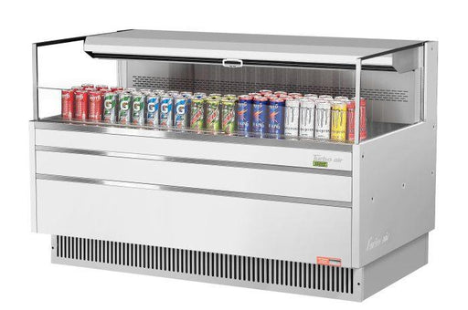Turbo Air TOM-60L-UF-W-1S-N 58 3/4" White Low Profile Horizontal Open Air Cooler w/ (1) Level – Ultra Front Merchandiser, 115v - Donut-Supplies.Com