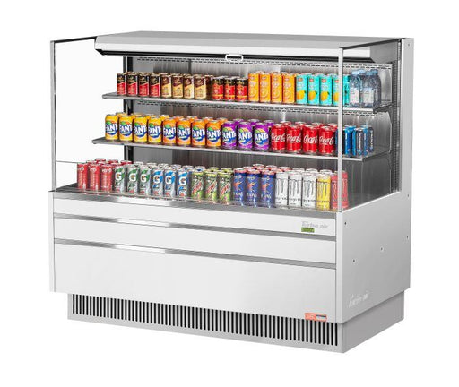 Turbo Air TOM-60L-UF-W-3S-N 58 3/4" White Low Profile Horizontal Open Air Cooler w/ (3) Levels – Ultra Front Merchandiser, 115v - Donut-Supplies.Com