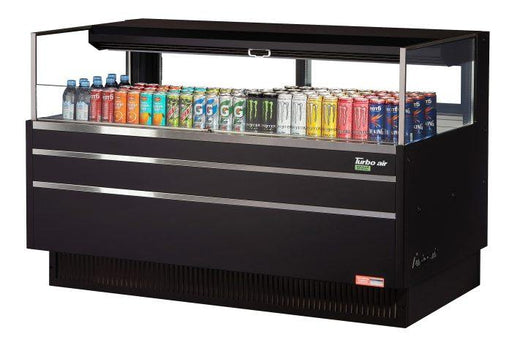 Turbo Air TOM-60L-UFD-B-1S-N 58 3/4" Black Low Profile Horizontal Open Air Cooler w/ (1) Level – Ultra Front Deluxe Merchandiser, 115v - Donut-Supplies.Com
