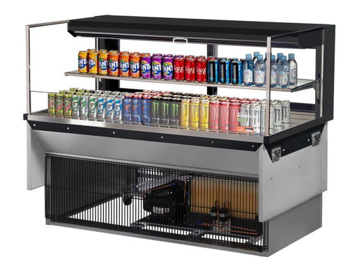 Turbo Air TOM-60L-UFD-B-2SI-N 60" Drop-In Horizontal Open Air Cooler w/ (2) Levels – Black Exterior, 115v - Donut-Supplies.Com