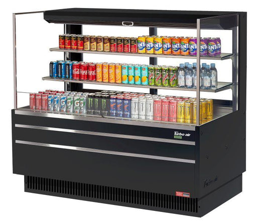 Turbo Air TOM-60L-UFD-B-3S-N 58 3/4" Black Low Profile Horizontal Open Air Cooler w/ (3) Levels – Ultra Front Deluxe Merchandiser, 115v - Donut-Supplies.Com