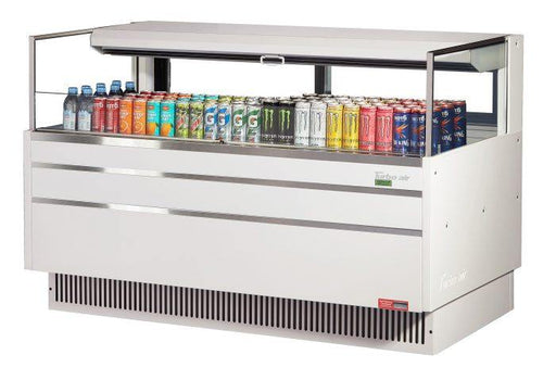 Turbo Air TOM-60L-UFD-W-1S-N 58 3/4" White Low Profile Horizontal Open Air Cooler w/ (1) Level – Ultra Front Deluxe Merchandiser, 115v - Donut-Supplies.Com