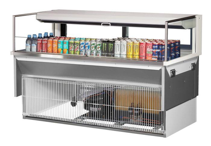 Turbo Air TOM-60L-UFD-W-1SI-N 60" Drop-In Horizontal Open Air Cooler w/ (1) Level – White Exterior, 115v - Donut-Supplies.Com