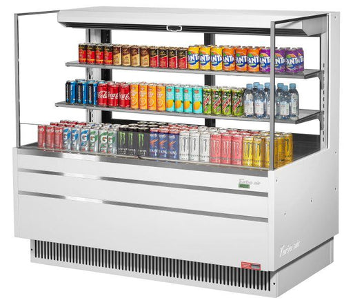 Turbo Air TOM-60L-UFD-W-3S-N 58 3/4"  White Low Profile Horizontal Open Air Cooler w/ (3) Levels – Ultra Front Deluxe Merchandiser, 115v - Donut-Supplies.Com