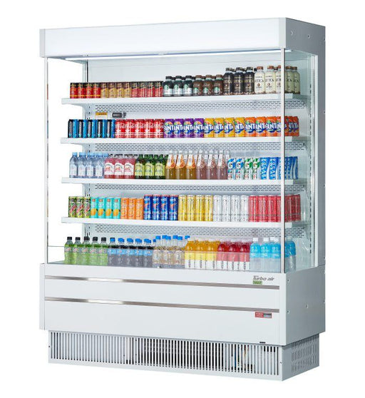 Turbo Air TOM-60SEW-N 64" White Narrow Depth Vertical Open Air Cooler / Air Curtain Display Case with (5) Levels, 115v - Donut-Supplies.Com