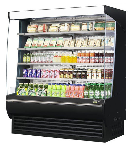 Turbo Air TOM-72DXB-N 69" Vertical Open Air Cooler w/ (5) Levels – Extra Deep, Black Exterior, 115v - Donut-Supplies.Com
