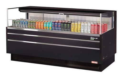 Turbo Air TOM-72L-UF-B-1S-N 70 3/4" Black Low Profile Horizontal Open Air Cooler w/ (1) Level – Ultra Front Merchandiser, 220v/1ph - Donut-Supplies.Com