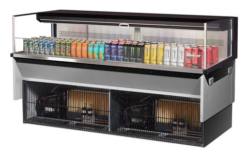 Turbo Air TOM-72L-UF-B-1SI-N 71 7/8" Drop-In Horizontal Open Air Cooler w/ (1) Level – Black Exterior, 220v/1ph - Donut-Supplies.Com