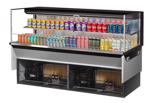 Turbo Air TOM-72L-UF-B-2SI-N 71 7/8" Drop-In Horizontal Open Air Cooler w/ (2) Levels – Black Exterior, 220v/1ph - Donut-Supplies.Com