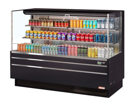 Turbo Air TOM-72L-UF-B-3S-N 70 3/4" Black Low Profile Horizontal Open Air Cooler w/ (3) Levels – Ultra Front Merchandiser, 220v/1ph - Donut-Supplies.Com