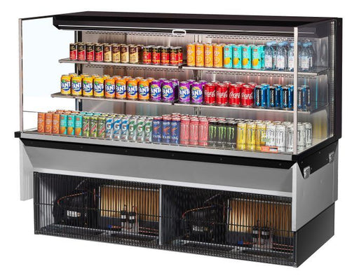Turbo Air TOM-72L-UF-B-3SI-N 71 7/8" Drop-In Horizontal Open Air Cooler w/ (3) Levels – Black Exterior, 220v/1ph - Donut-Supplies.Com