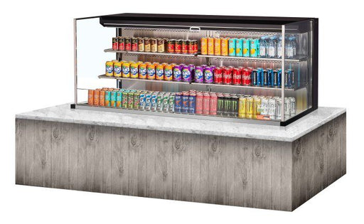 Turbo Air TOM-72L-UF-B-3SI-N 71 7/8" Drop-In Horizontal Open Air Cooler w/ (3) Levels – Black Exterior, 220v/1ph - Donut-Supplies.Com