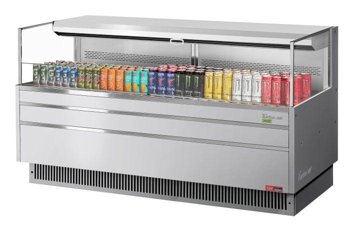 Turbo Air TOM-72L-UF-S-1S-N 70 3/4" Stainless Steel Low Profile Horizontal Open Air Cooler w/ (1) Level – Ultra Front Merchandiser, 220v/1ph - Donut-Equipment.com
