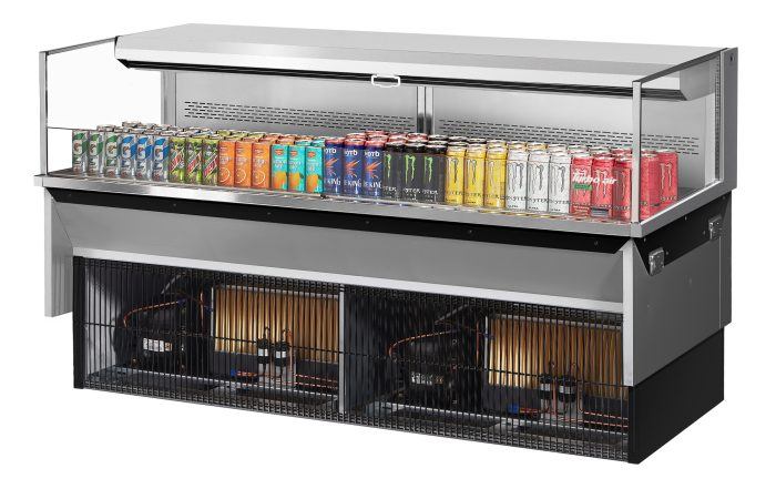 Turbo Air TOM-72L-UF-S-1SI-N 72" Stainless Steel Drop-In Refrigerated Open Display Case Merchandiser w/ (1) Level, 220v/1ph - Donut-Equipment.com